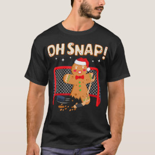 Camiseta Goleiro de Hóquei Natal Divertido Homem de Biscoit