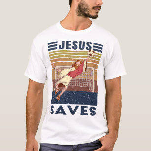 Camiseta Goleiro Retro Jesus Salva Gol de Futebol
