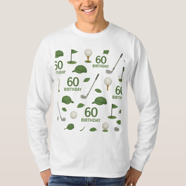 Camiseta Golf 60º Aniversário para Golfer com bola e tee (Frente)
