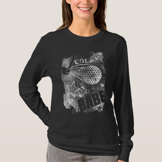 Camiseta Golf Babe, Golfe de Grunge Negro (Frente)