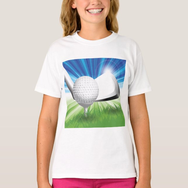 Camiseta Golf Ball and Tee Girls T-Shirt (Frente)