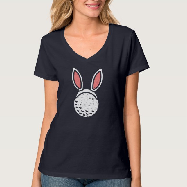 Camiseta Golf Ball Bunny Ouve Engraçado Páscoa Golfe Golfer (Frente)