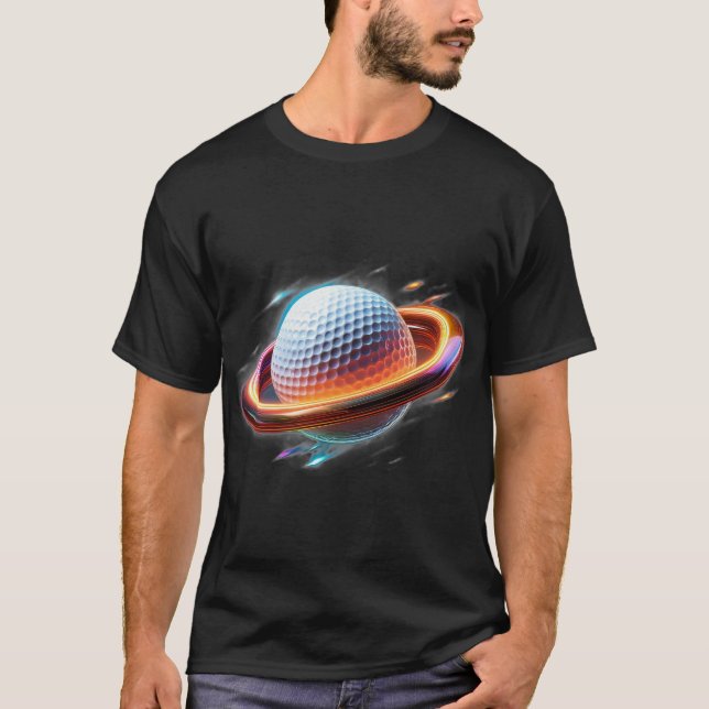 Camiseta Golf Ball Como Planeta Saturno, Design desportivo  (Frente)
