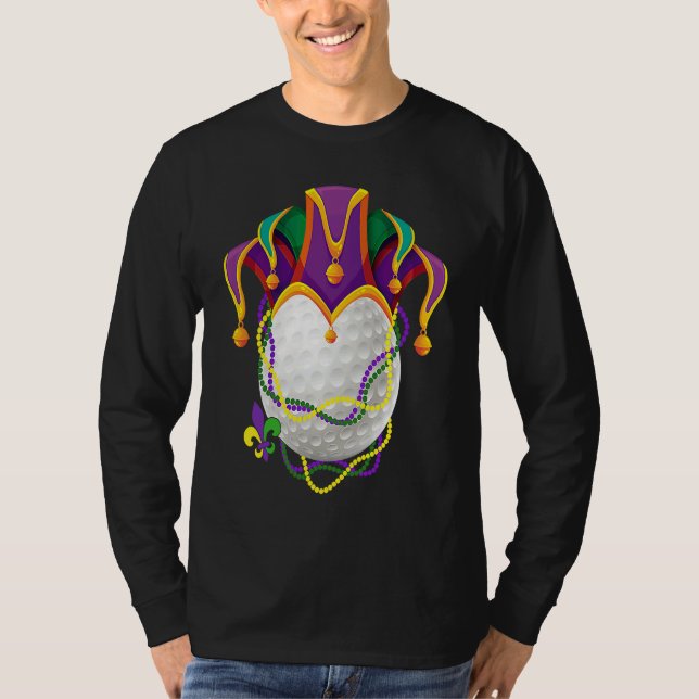 Camiseta Golf Ball Jester Hat Mardi Gras Parade Beads Mardi (Frente)
