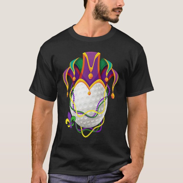 Camiseta Golf Ball Jester Hat Mardi Gras Parade Beads Mardi (Frente)