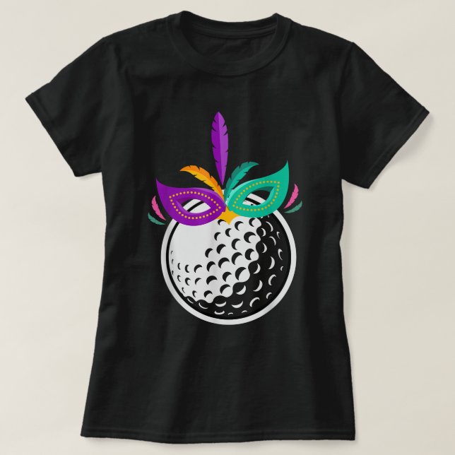 Camiseta Golf Ball Mardi Gras - NOLA Mardi Gras Golfer Golf (Frente do Design)