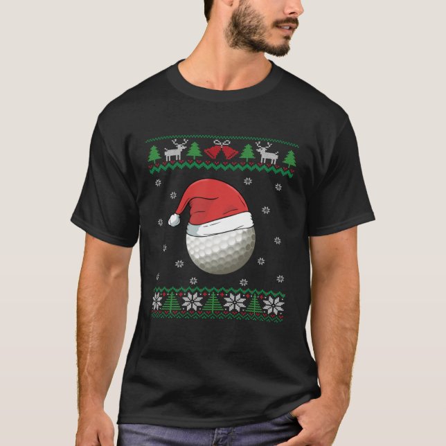 Camiseta Golf Ball Santa Hat  Golfer  Golfing Ugly Christma (Frente)