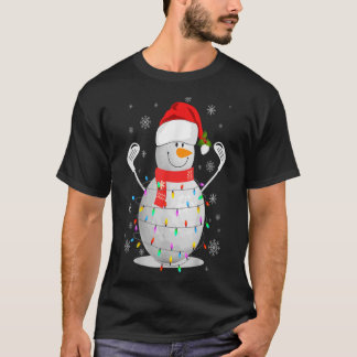 Camiseta Golf Ball Snowman Papai Noel Luz de Natal Golfe