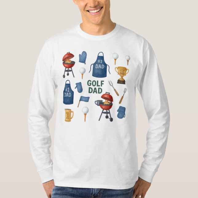 Camiseta Golf Barbecue temático para Pai de Golfe (Frente)