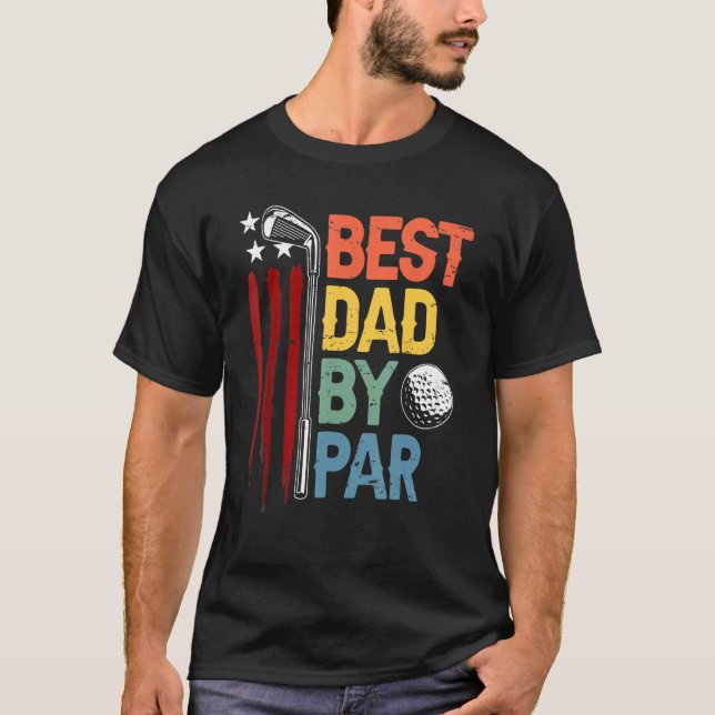 Camiseta Golf Best Dad By Par Daddy Golfer American Flag Fa (Frente)