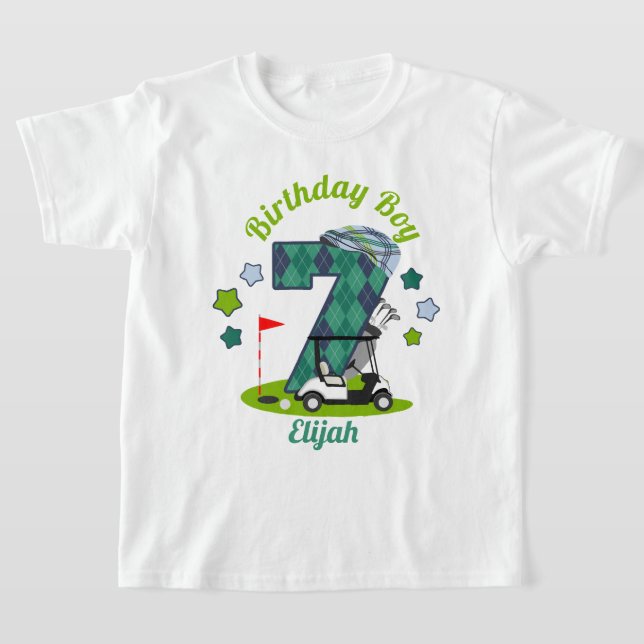 Camiseta Golf Birday Boy Shirt Sétimo Golf Party Shirt (Postura )