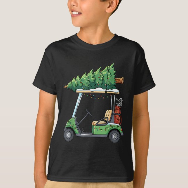 Camiseta Golf Cart Christmas Tree Lights Funny For Men Wome (Frente)