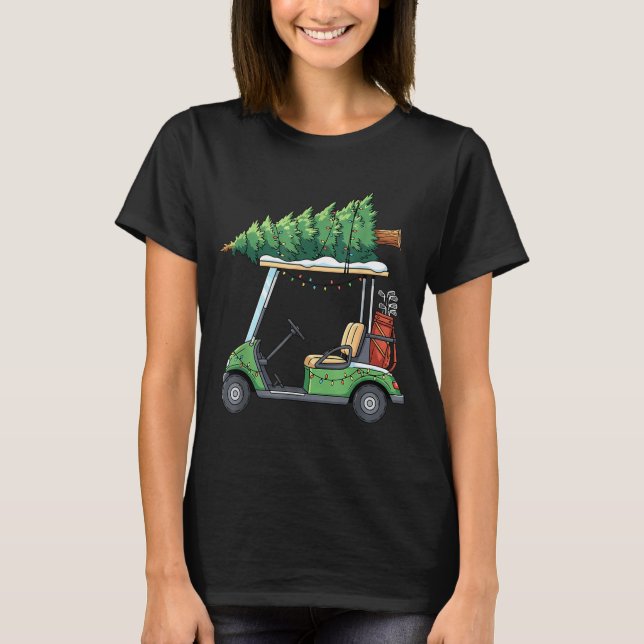 Camiseta Golf Cart Christmas Tree Lights Funny For Men Wome (Frente)