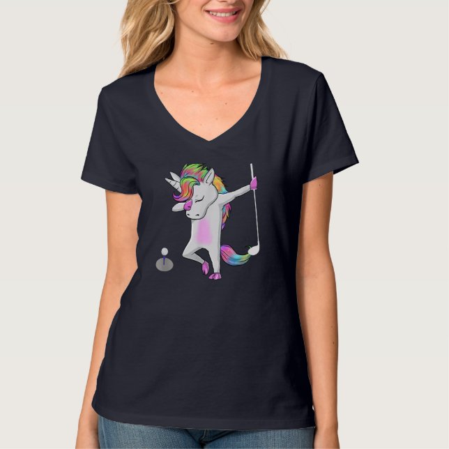 Camiseta Golf Dabbing Unicorn Funny Dab Dance Funny Gift (Frente)