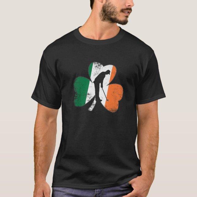 Camiseta Golf Dia de São Patrício Golfe Shamrock Iris (Frente)