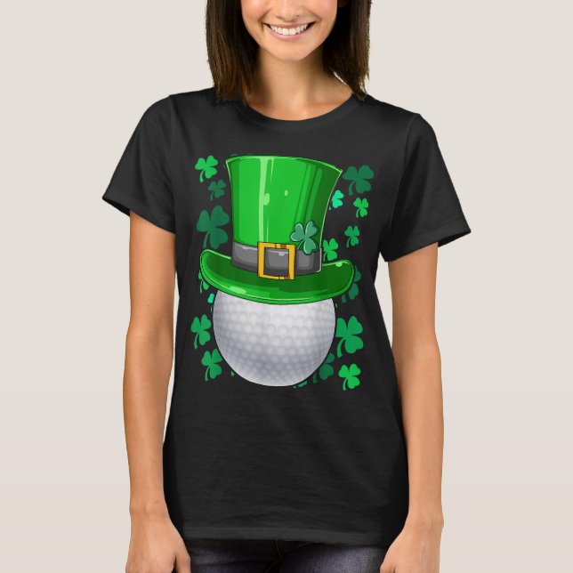 Camiseta Golf Dia de São Patrício Irlandês Golf Ball Leprec (Frente)