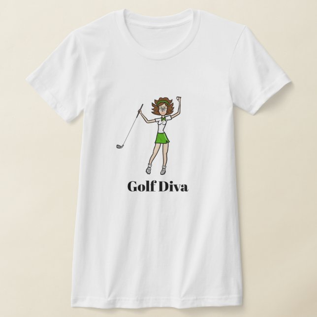 Camiseta Golf Diva Brunette Golfer T-Shirt (Postura )