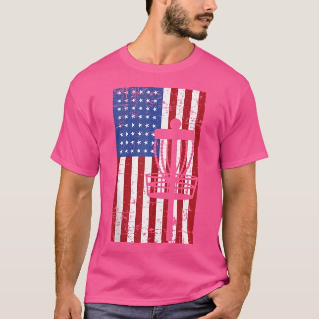 Camiseta Golf do disco de bandeira americana (Frente)