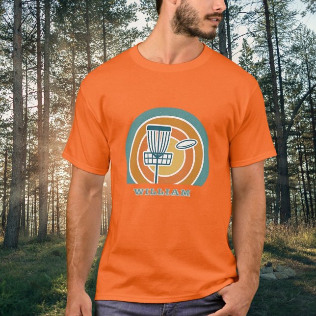 Camiseta Golf do Disco Retroativo Cor de Laranja (Criador carregado)