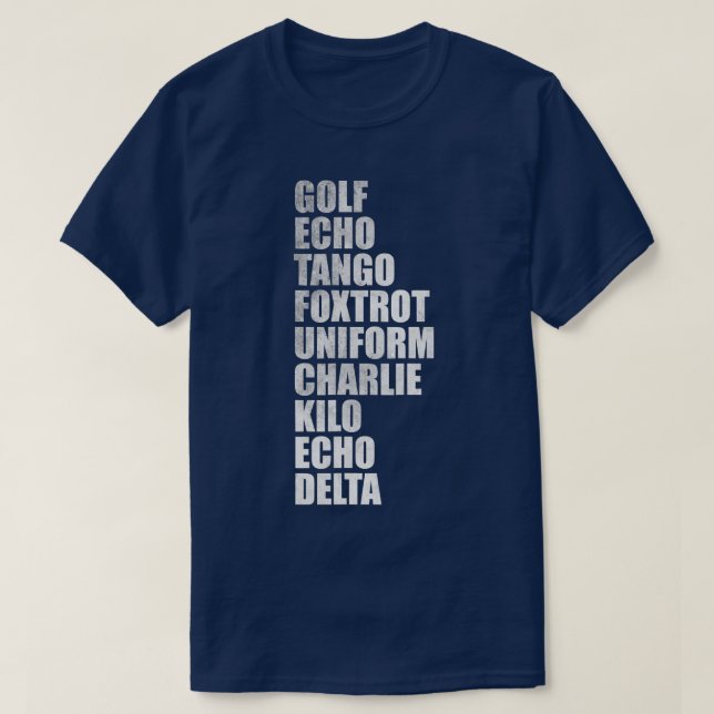 Camiseta Golf echo tango foxtrot uniforme charlie kilo echo (Frente do Design)