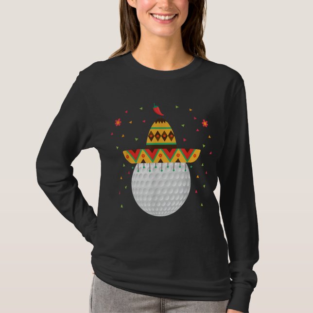 Camiseta Golf Engraçado Sobre Cinco De Mayo Golfe Golf (Frente)