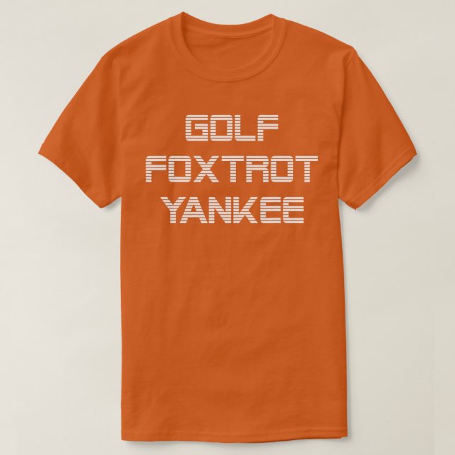 Camiseta Golf Foxtrot Yankee GFY Patriota Militar (Frente do Design)