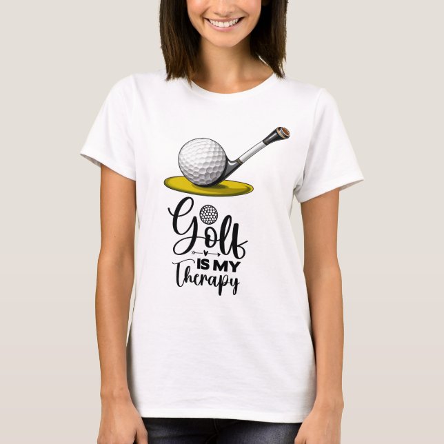Camiseta Golf Funny Say para a terapia de golfe para mulher (Frente)