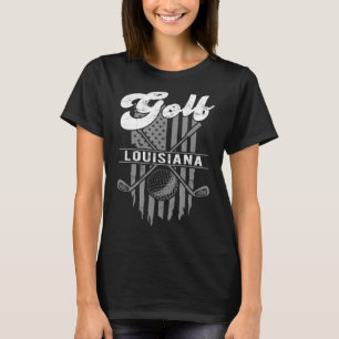 Camiseta Golf Louisiana Fundo Americano de Bandeira Golfe
