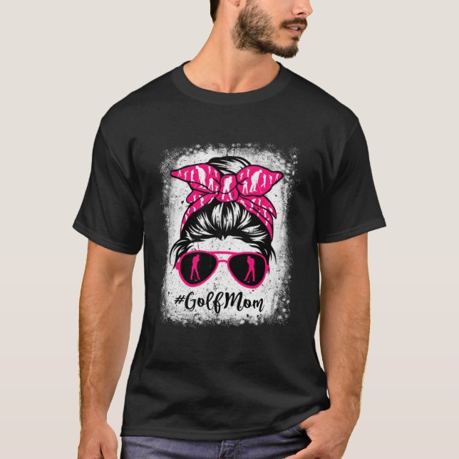 Camiseta Golf Mãe Leopard Messy Bun Dia de as mães Esporte (Frente)