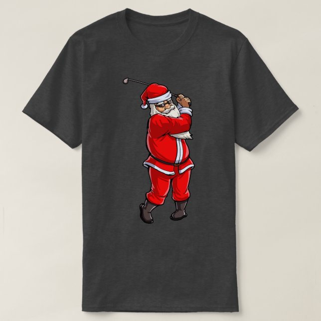 Camiseta Golf Santa  Golfer Christmas Club Hat Ball Sport G (Frente do Design)