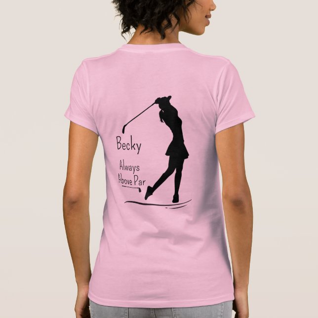 Camiseta Golf Silhouette, Mulher, Nome, Texto (Verso)