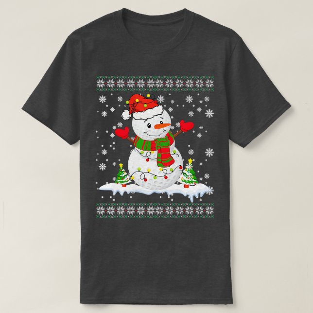 Camiseta Golf Snowman Christmas Pajama Ugly Tee Sport Ball (Frente do Design)