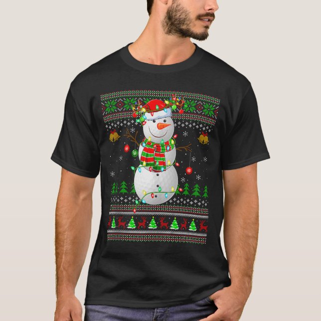 Camiseta Golf Snowman Ugly Christmas Sweaters Golfing Golfe (Frente)