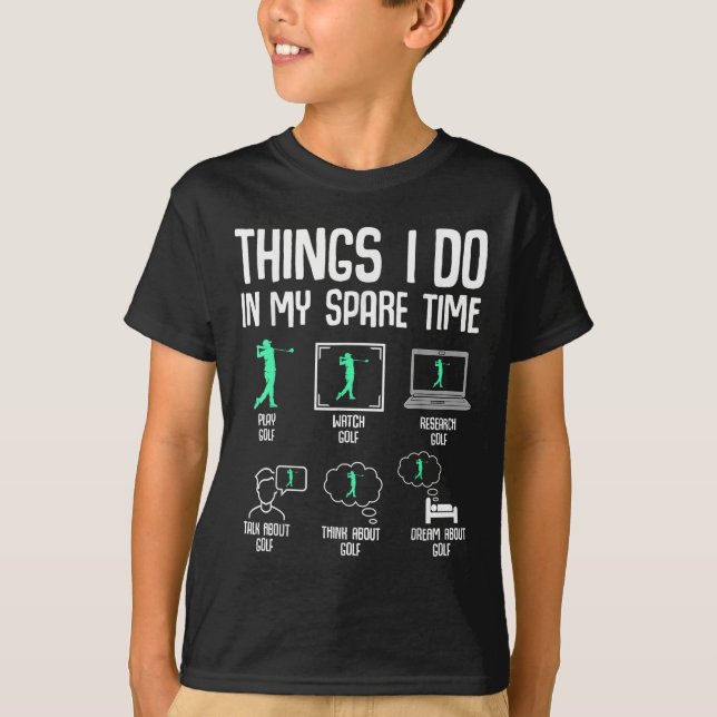 Camiseta Golf Things I Do In My Spare Time Golfer Kids Boys (Frente)