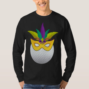 Camiseta Golf Vestindo Mardi Gras Engraçado Máscara do Carn