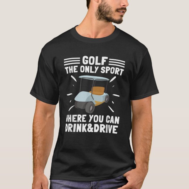 Camiseta Golfe Carrinho Piada Golfe E Bebendo De Cerveja (Frente)