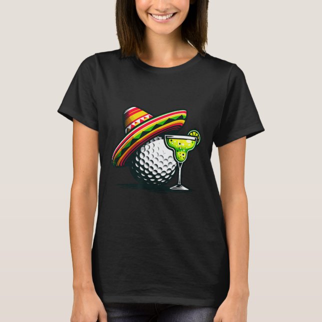 Camiseta Golfe Cinco De Mayo Com Sombrero E Margarit (Frente)
