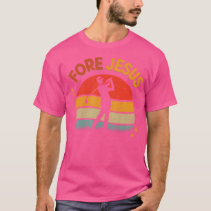 Camiseta Golfe Cristão de Fore Jesus Retro Golfe Religioso