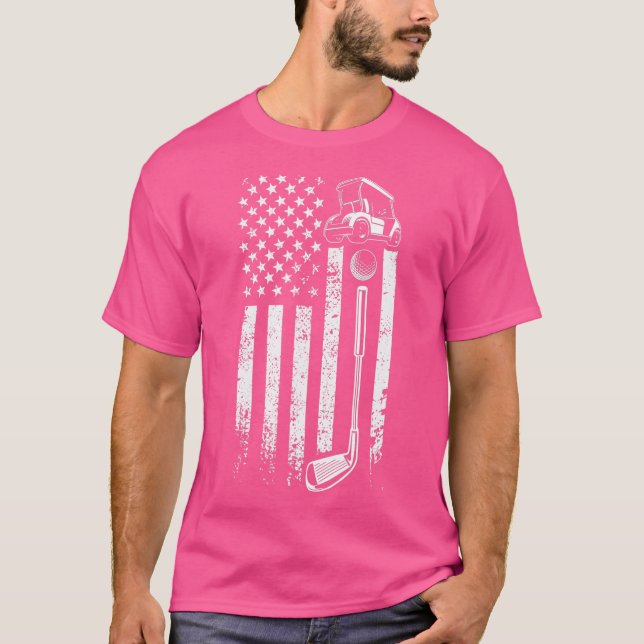 Camiseta Golfe Da Bandeira Da América Retrô - Presente Para (Frente)