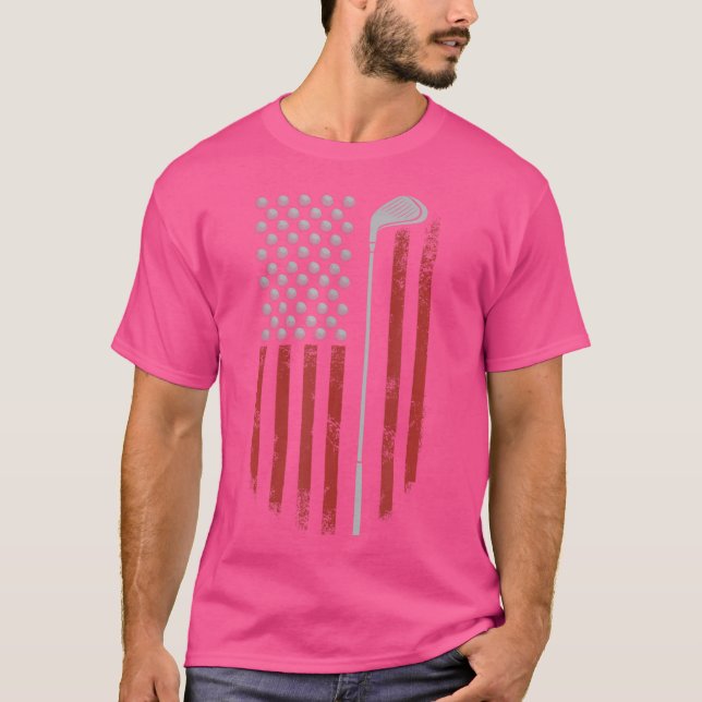 Camiseta Golfe De Bandeira Da América Retrô Para Golfe Funn (Frente)