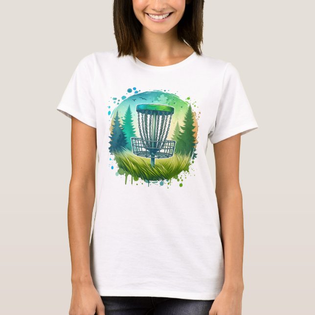 Camiseta Golfe de Disco Verde e Azul em Ambiente (Frente)
