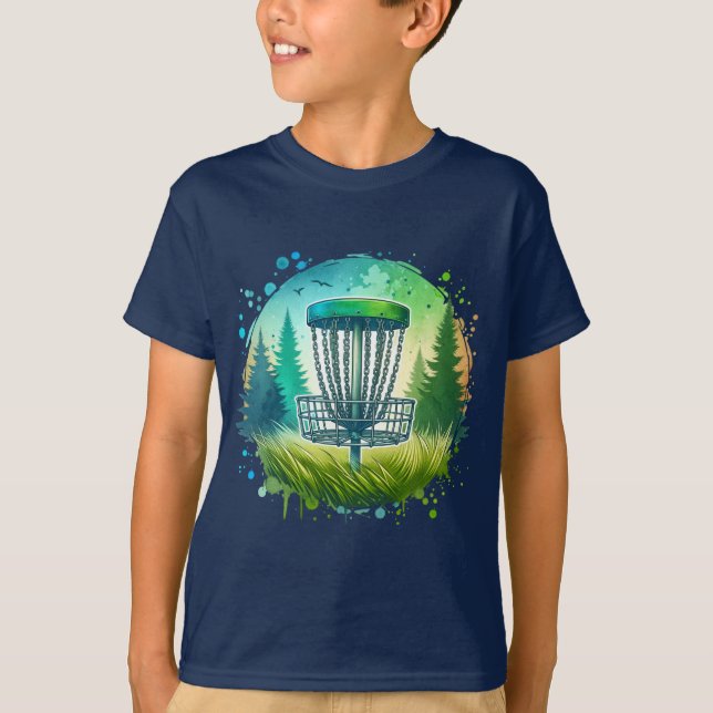Camiseta Golfe de Disco Verde e Azul em Ambiente (Frente)