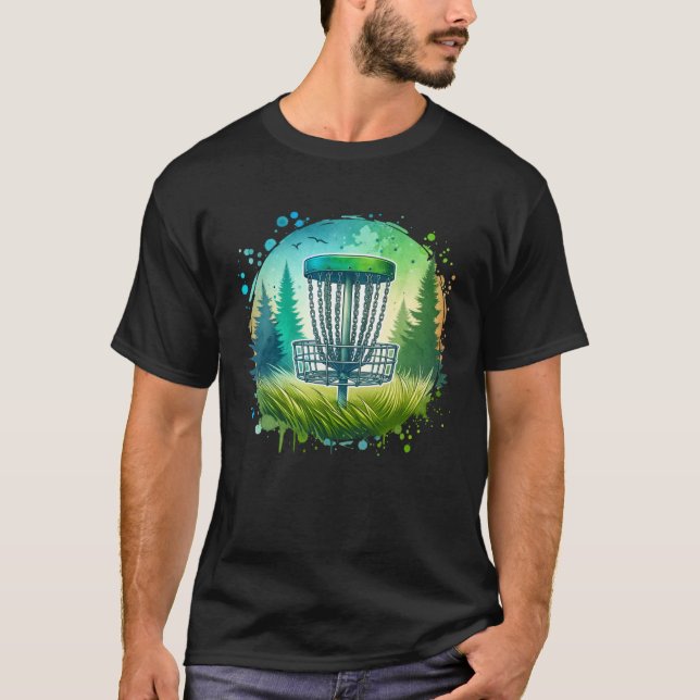 Camiseta Golfe de Disco Verde e Azul em Ambiente (Frente)
