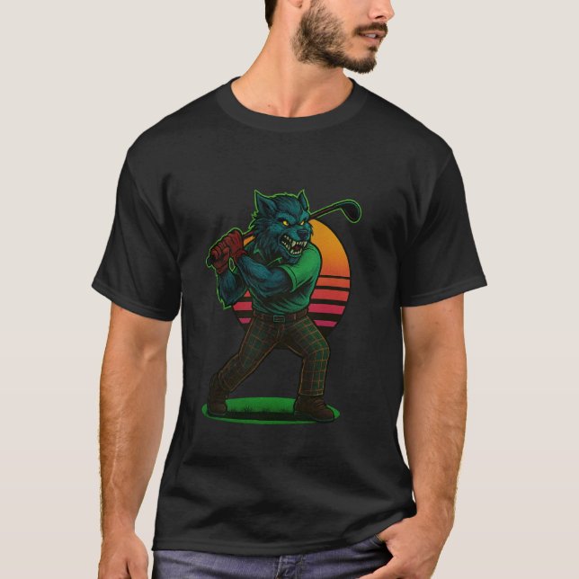Camiseta Golfe de Lobisomem de Halloween (Frente)