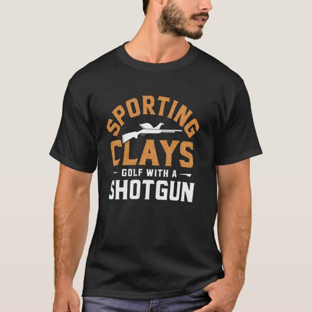 Camiseta Golfe de Sporting Clays com uma Espingarda Caçador (Frente)