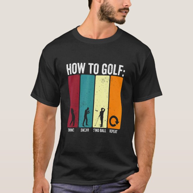 Camiseta Golfe Divertido Como Balançar o Taco de Golfe Xing (Frente)