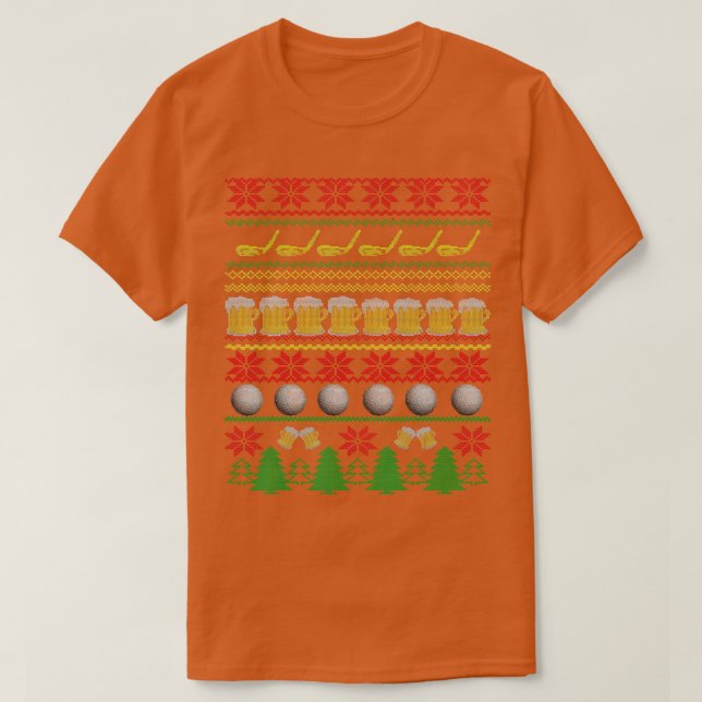 Camiseta Golfe e Cerveja Feriado de Natal Feio (Frente do Design)