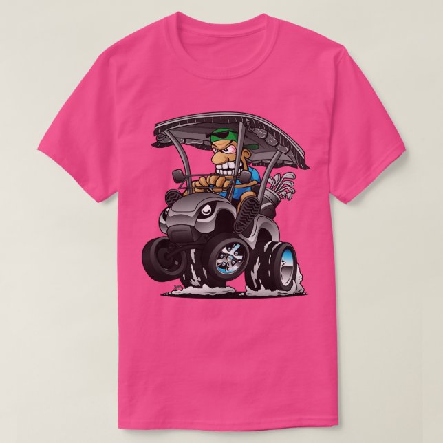 Camiseta Golfe Engraçado Golfe Hotrod Puptando um toco de r (Frente do Design)