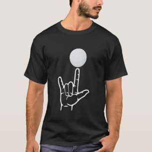 Camiseta Golfe Esporte Idioma de Sinais ASL Eu Te Amo Mão C