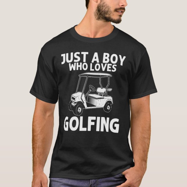 Camiseta Golfe Para Rapazes Golfer Golfe Carrinho De Golfe (Frente)